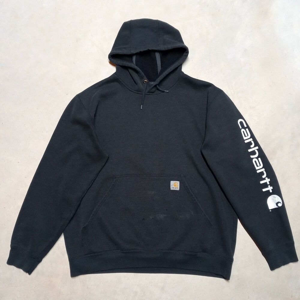 Carhartt Hoodie Men's LARGE Original Fit Distressed Faded Grunge Spellout K288
